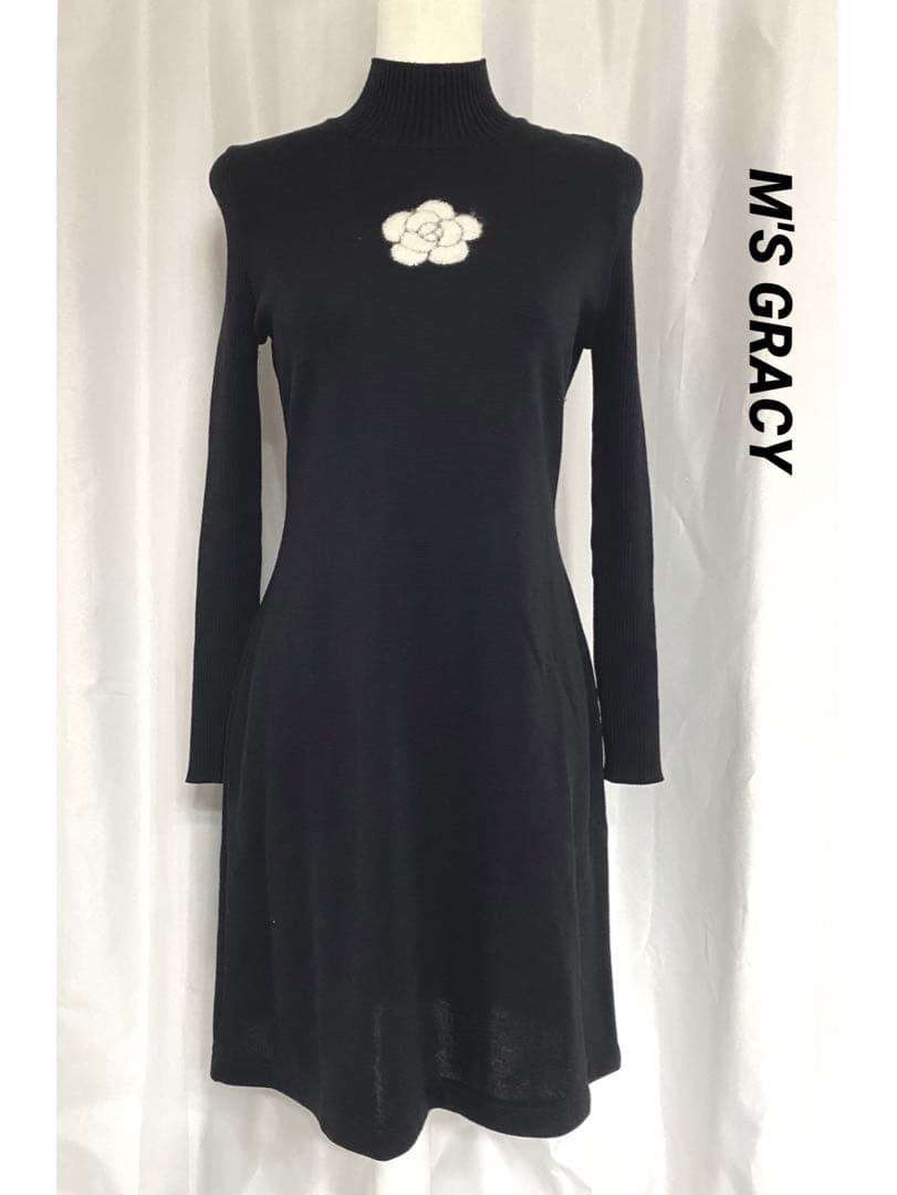 M'S GRACY エムズグレイシーフラワーモチーフ タートルワンピース