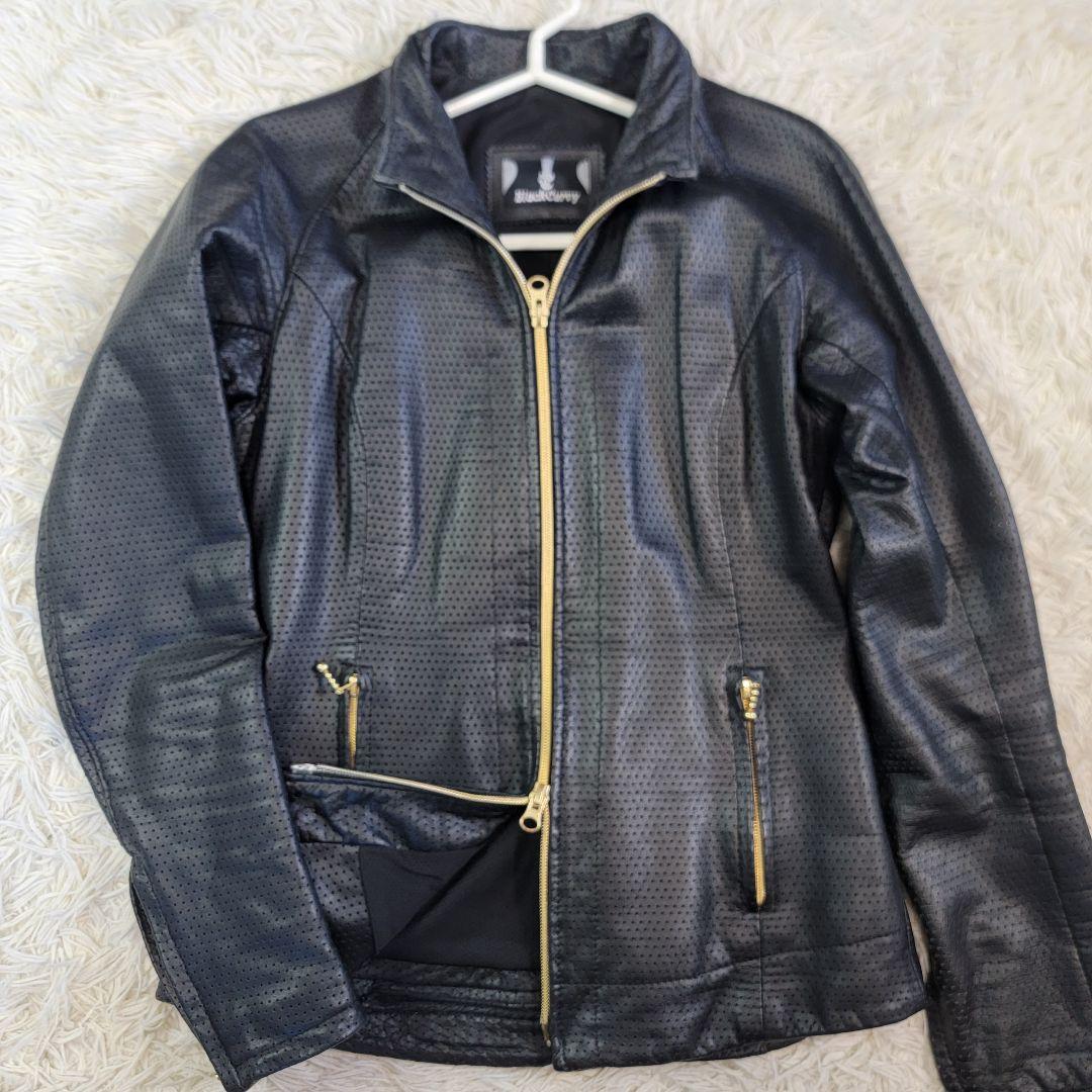 カドヤ BLACK Curvy シングルライダース パンチングレザー 牛革 M