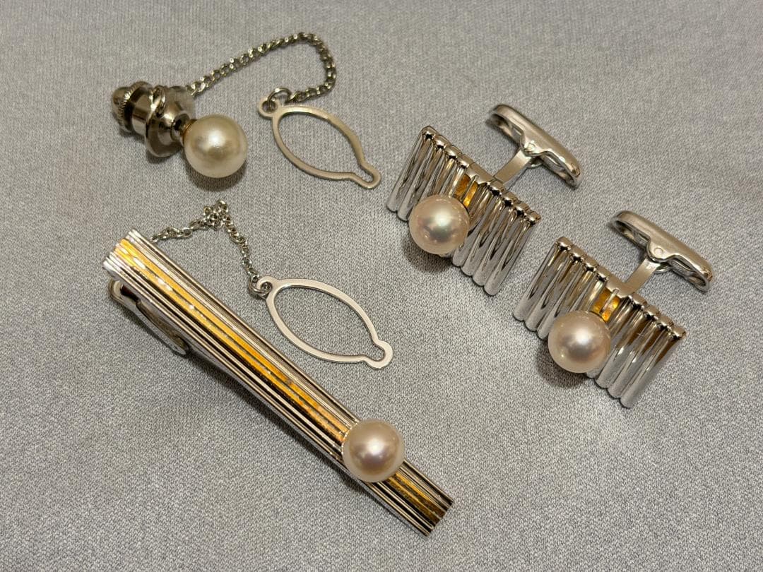 RyuichiSILVER / K18刻印ありパール ネクタイピン＆カフス