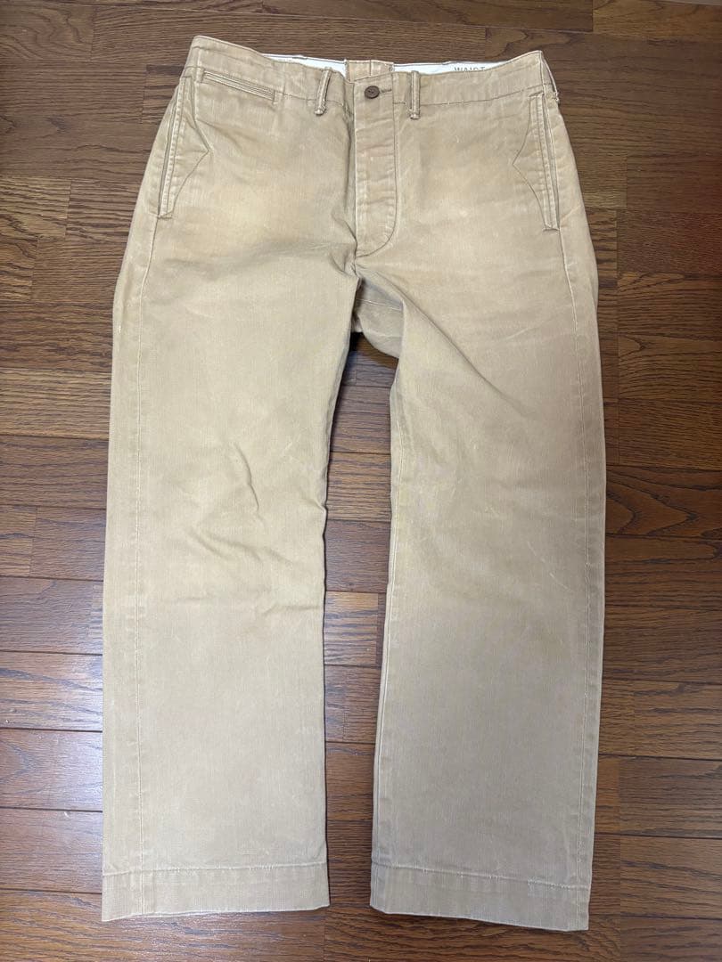 ダブルアールエル　RRL リジットチノ　セルビッジ　ベージュ　サイズ33×32