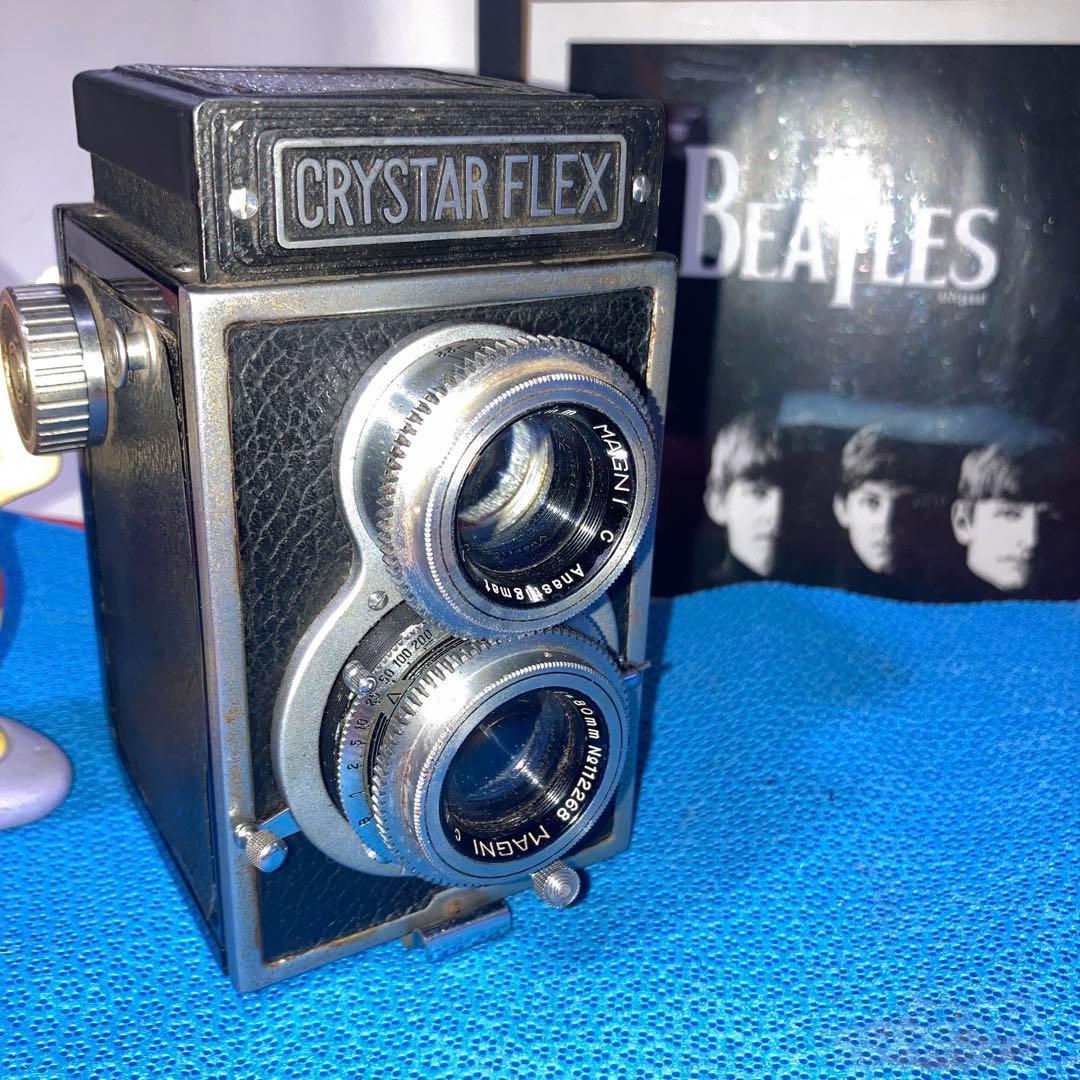 アンティーク蔵出し未使用近CRYSTAR FLEX 二眼レフ機能完動本体合皮傷無