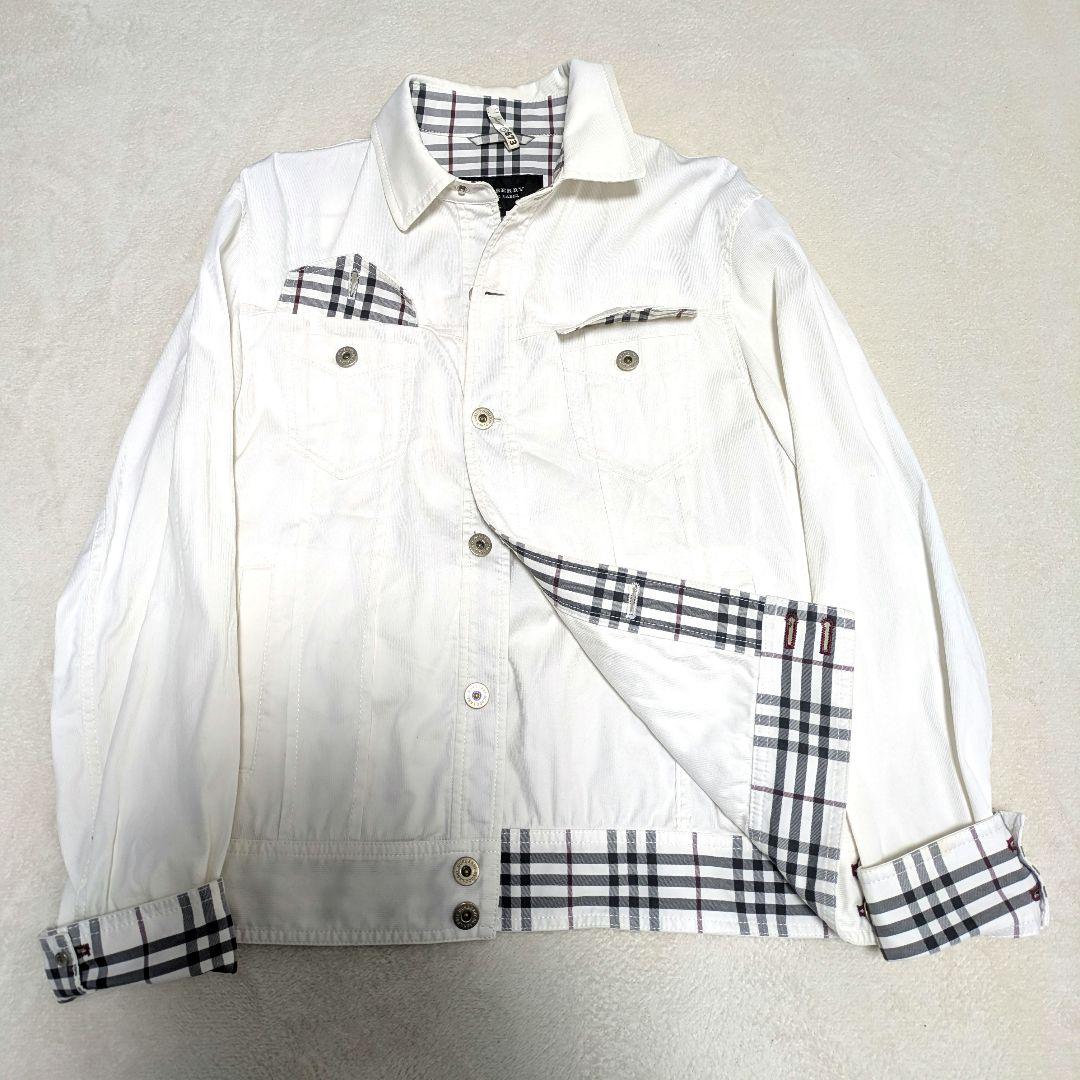 希少色 バーバリーブラックレーベル デニムジャケット ノバチェック ホワイト M