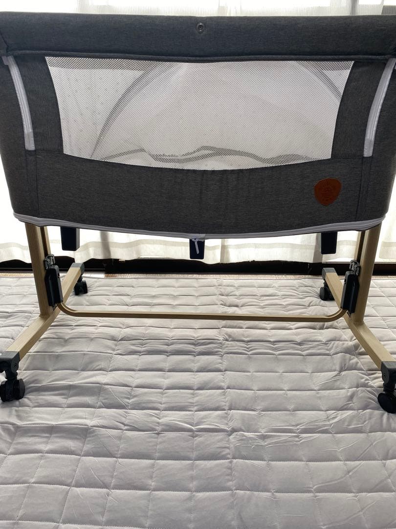 hzdmj ベビーベッド グレー色　オムツストッカー付き