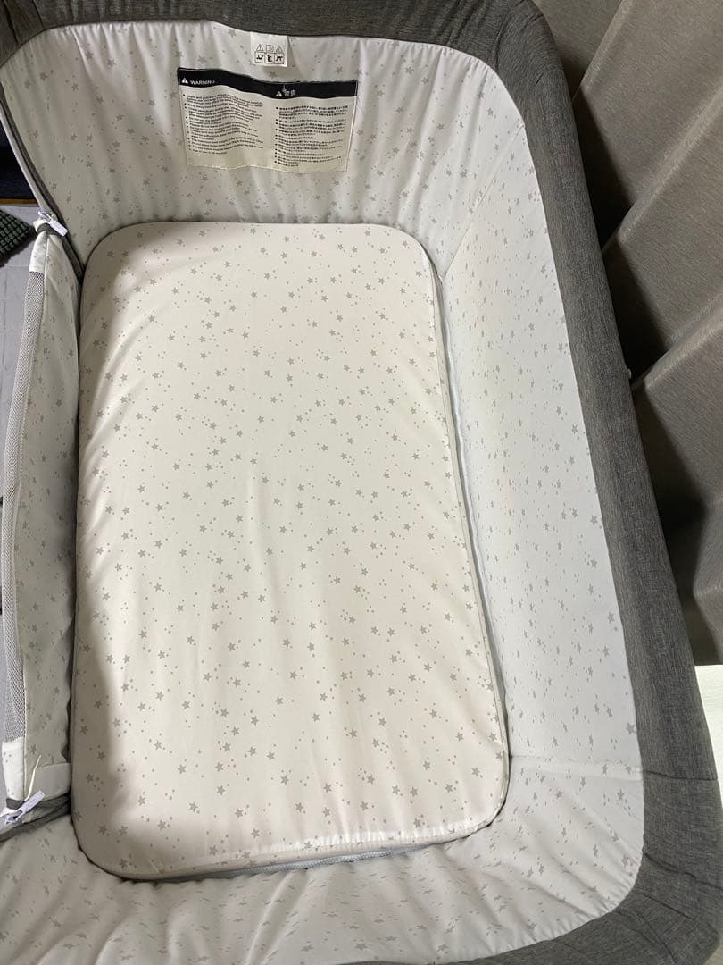 hzdmj ベビーベッド グレー色　オムツストッカー付き