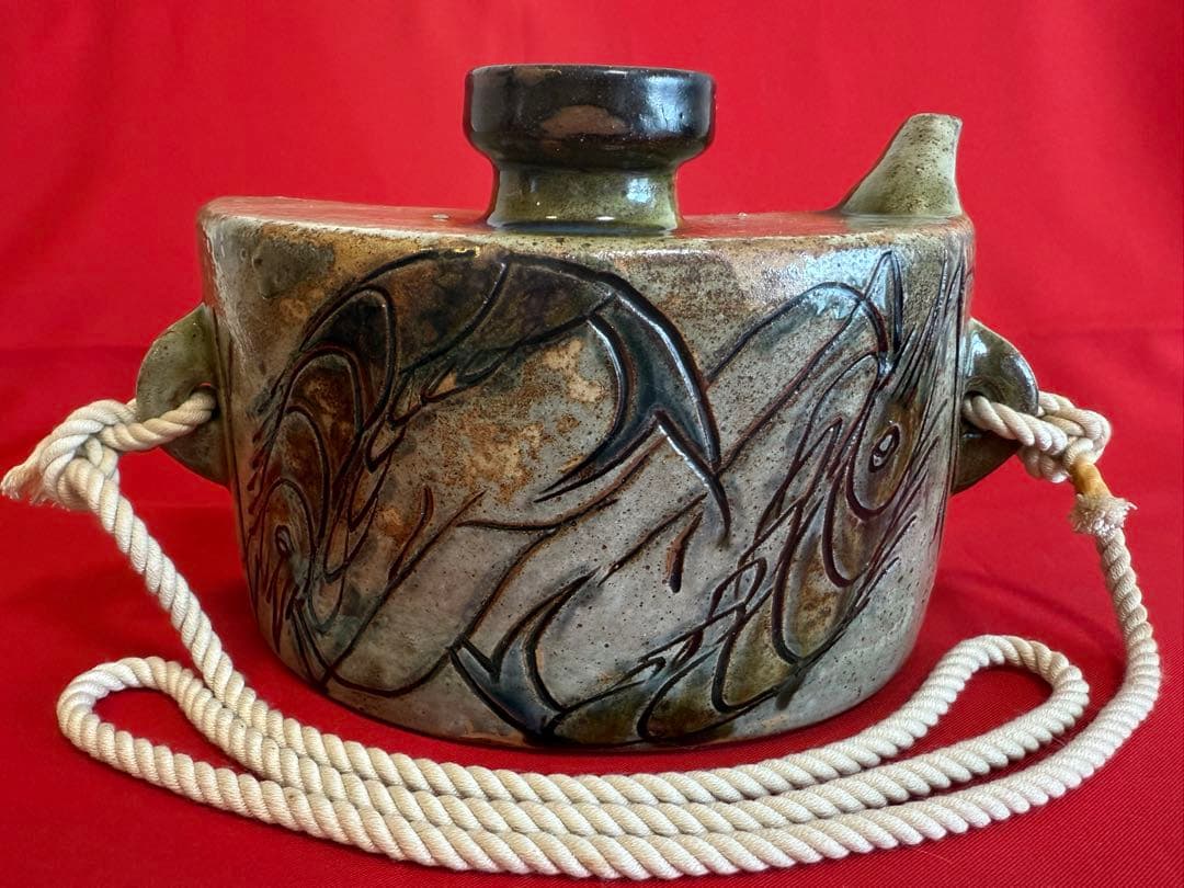 お*)様 きびん ★☆ 海老紋抱瓶 壺屋焼 壷屋焼 作家もの 人間国宝？ 詳細不