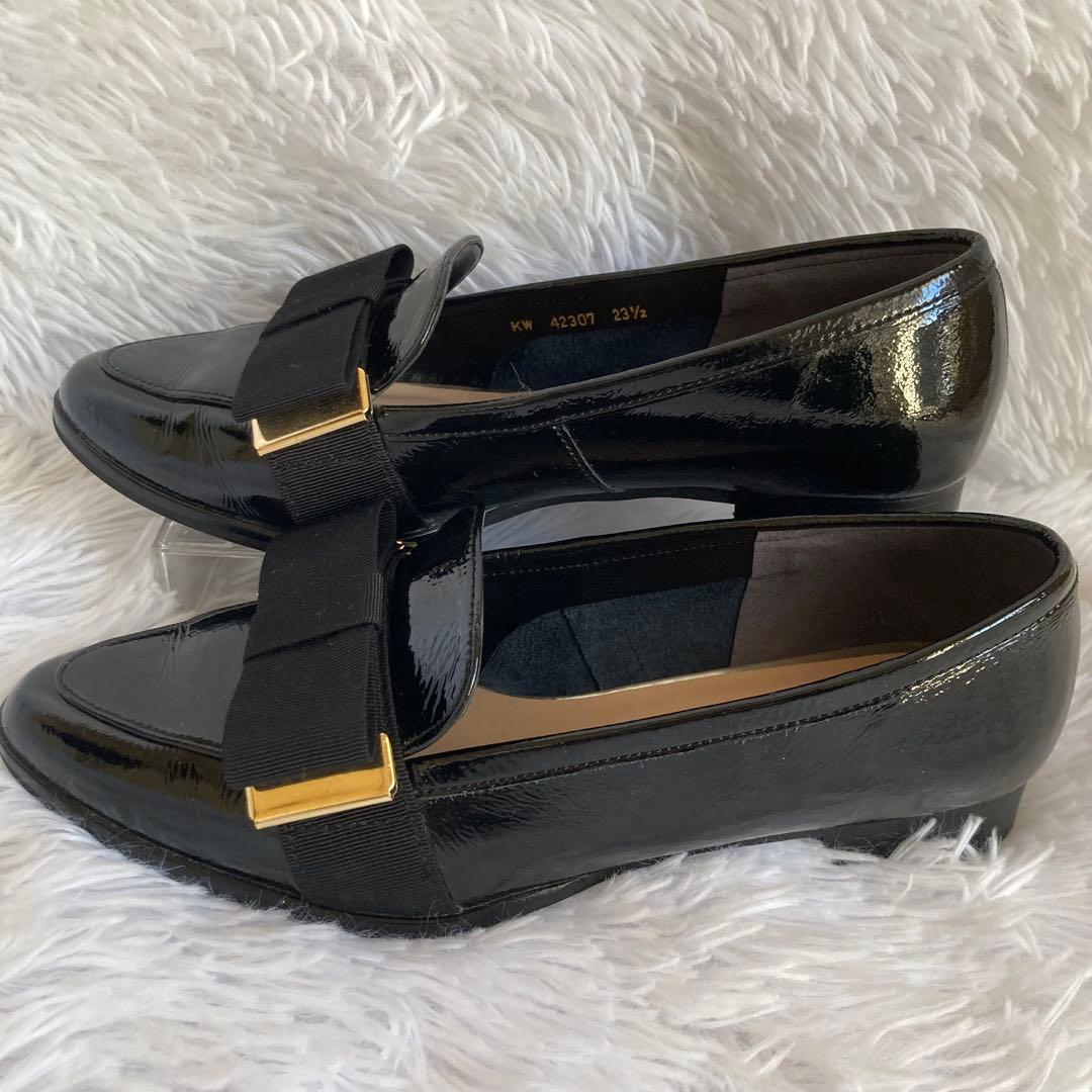 【美品✨】ダイアナ リボンローファー エナメル 平リボンオペラシューズ 23.5