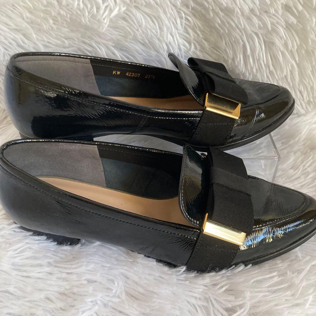 【美品✨】ダイアナ リボンローファー エナメル 平リボンオペラシューズ 23.5