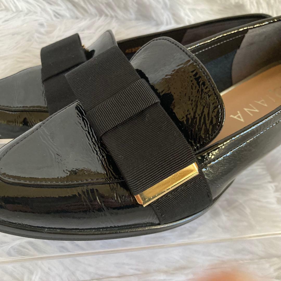 【美品✨】ダイアナ リボンローファー エナメル 平リボンオペラシューズ 23.5