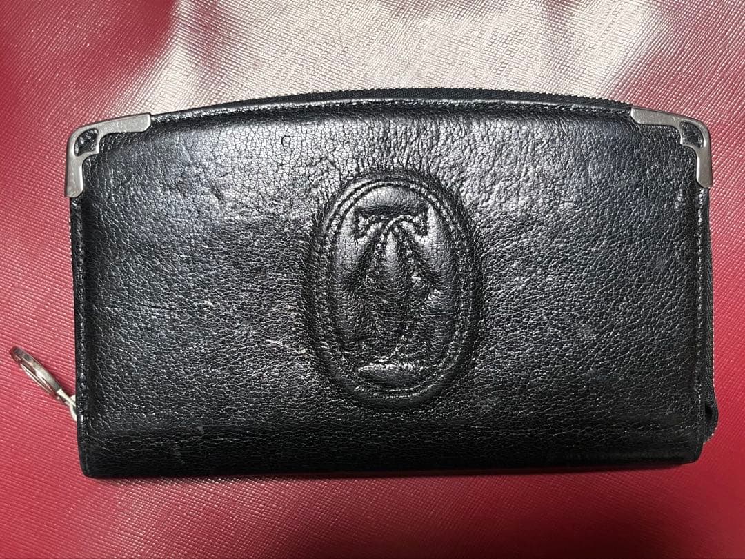 Cartier マルチェロ ラウンドファスナー 長財布 レザー ブラック黒