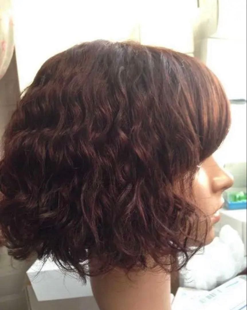 人毛100% ウェーブがかわいい ボブ かつら・ウィッグZ86