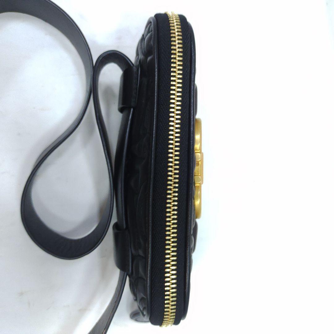 【未使用級】フェラガモ ウエストポーチ ガンチーニ キルティング レザー 黒