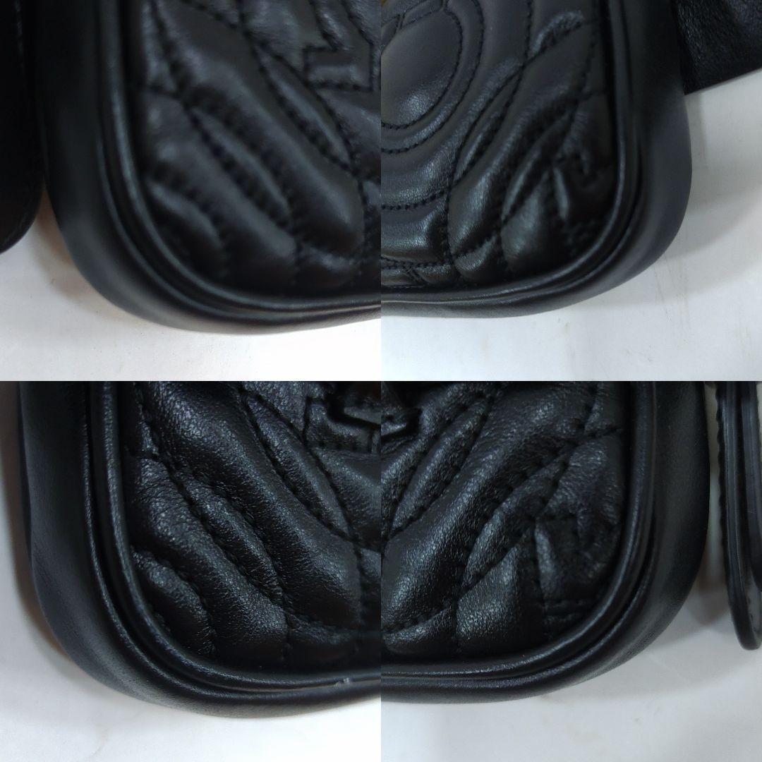 【未使用級】フェラガモ ウエストポーチ ガンチーニ キルティング レザー 黒