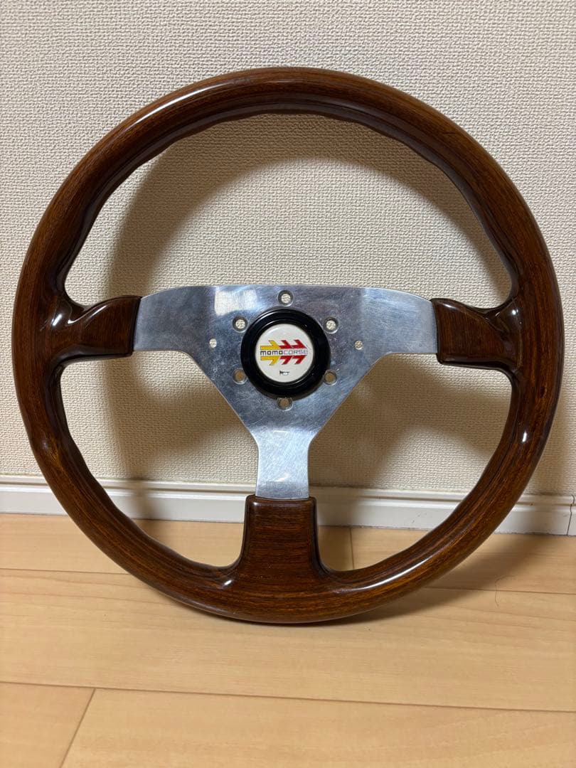 MOMO ウッド ステアリングホイール 3スポーク 350φ