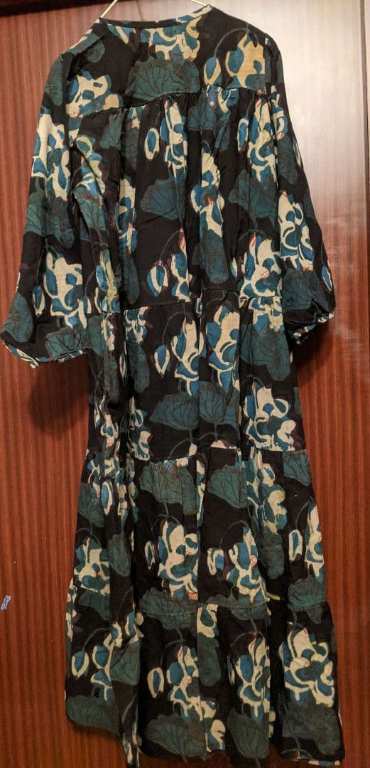 saruche　ブロックプリント ロングワンピース