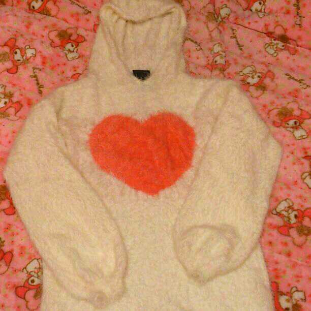 大人気 ハート ふわふわ ニットワンピ