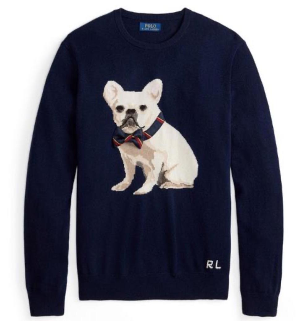 ポロラルフローレン ドッグインターシャ カシミヤセーター サイズM 新品 紺色