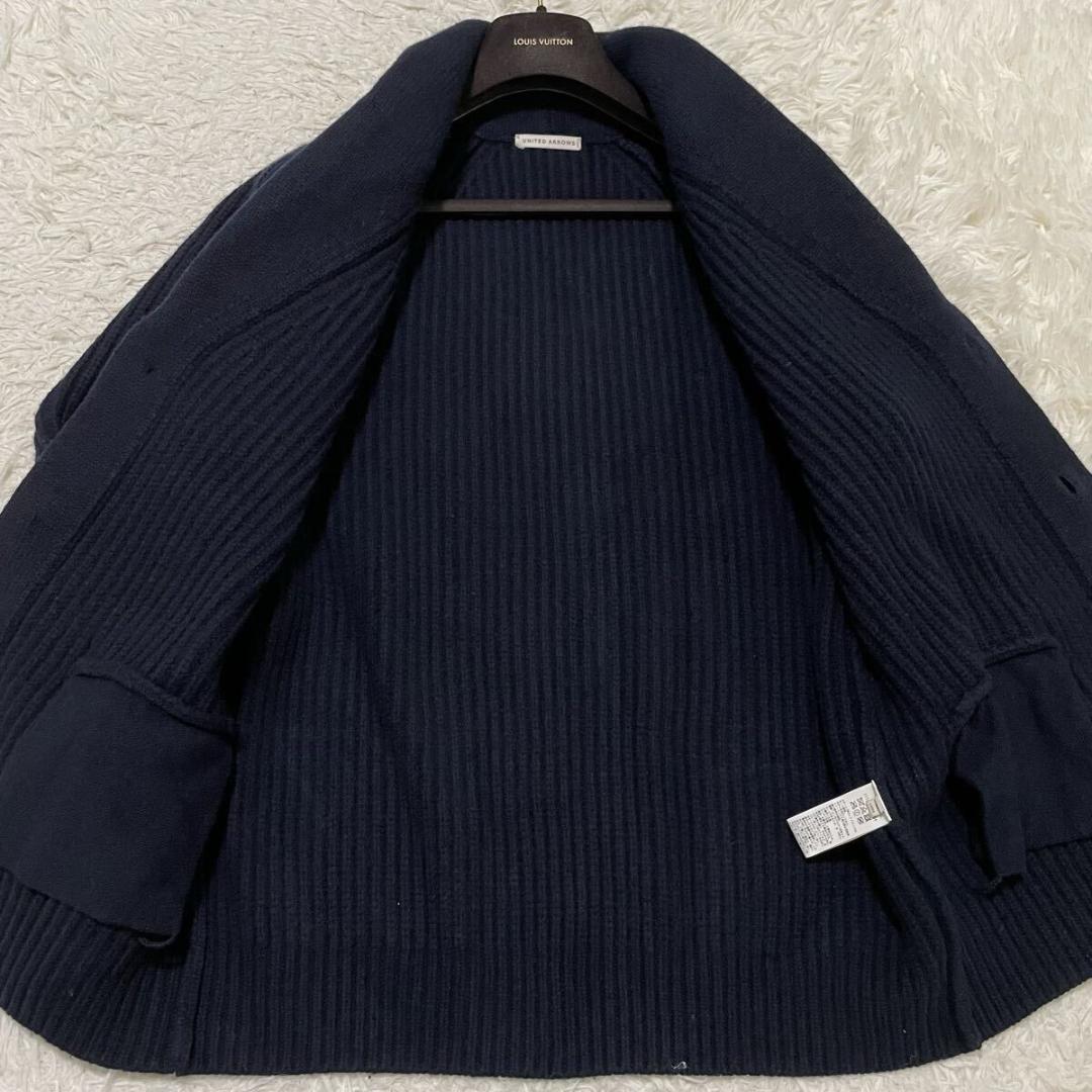 現行モデル ユナイテッドアローズ カシミヤ アゼ ショールカラー ネイビー L