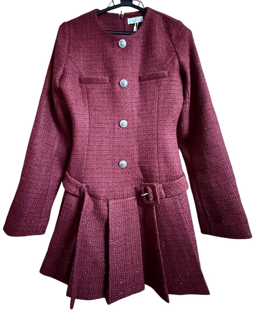 Darich ダーリッチ ボックスプリーツツイードミニワンピース BRD FL