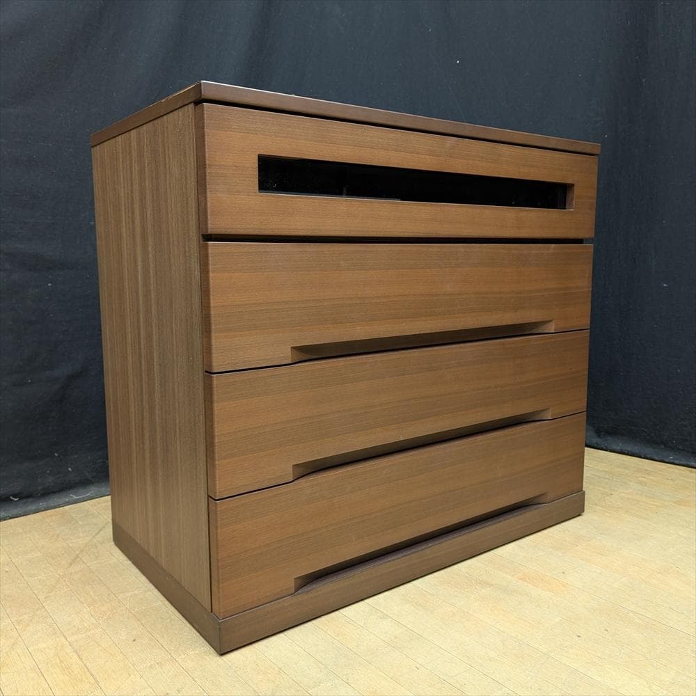 美品　府中　松岡家具　ウォールナット　桐　焼印　TVチェスト　リビングチェスト