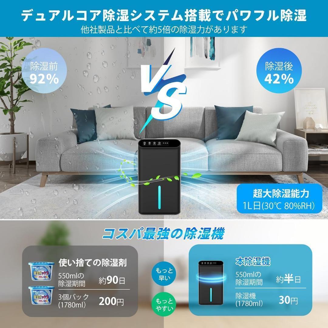 【最新進化】除湿機 小型 除湿器【ダブルペルチェ式で除湿量UP!】除湿機