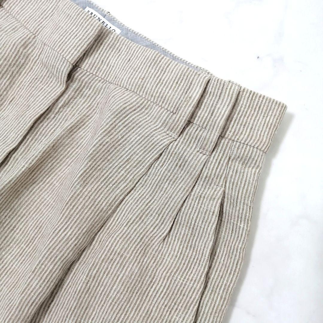 美品✨ ブルネロクチネリ　ストライプ パンツ　ズボン　モニーレ　リネン　38
