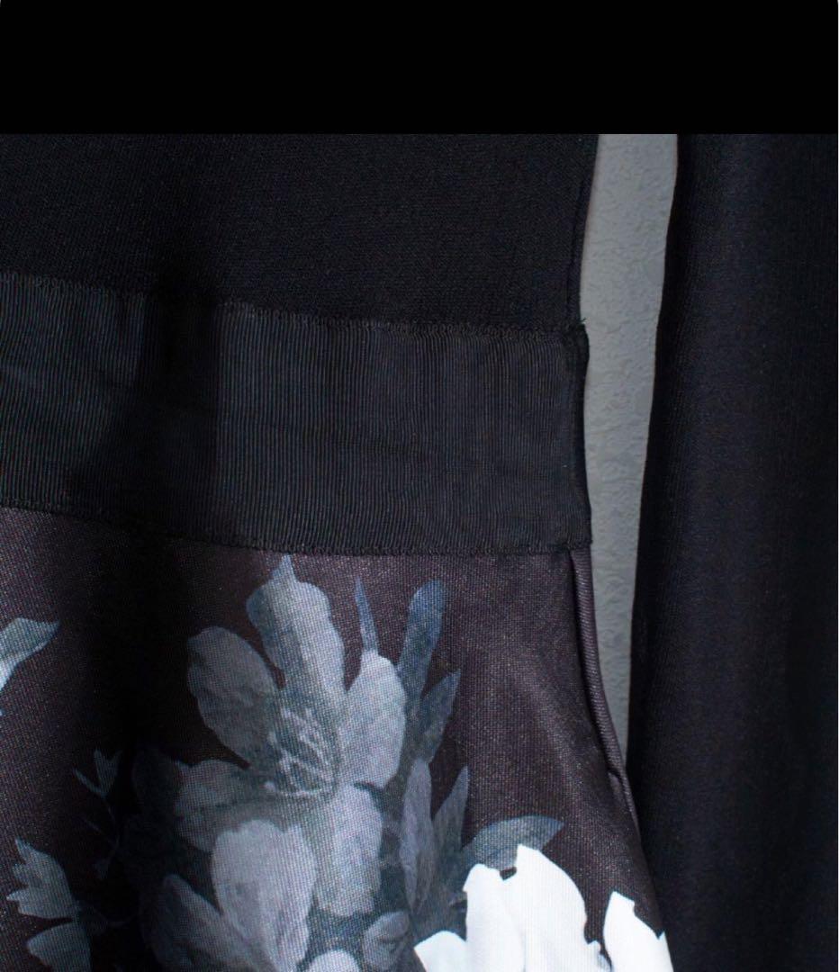 TED BAKER サイズ2 ブラック　花柄フレアワンピース 長袖