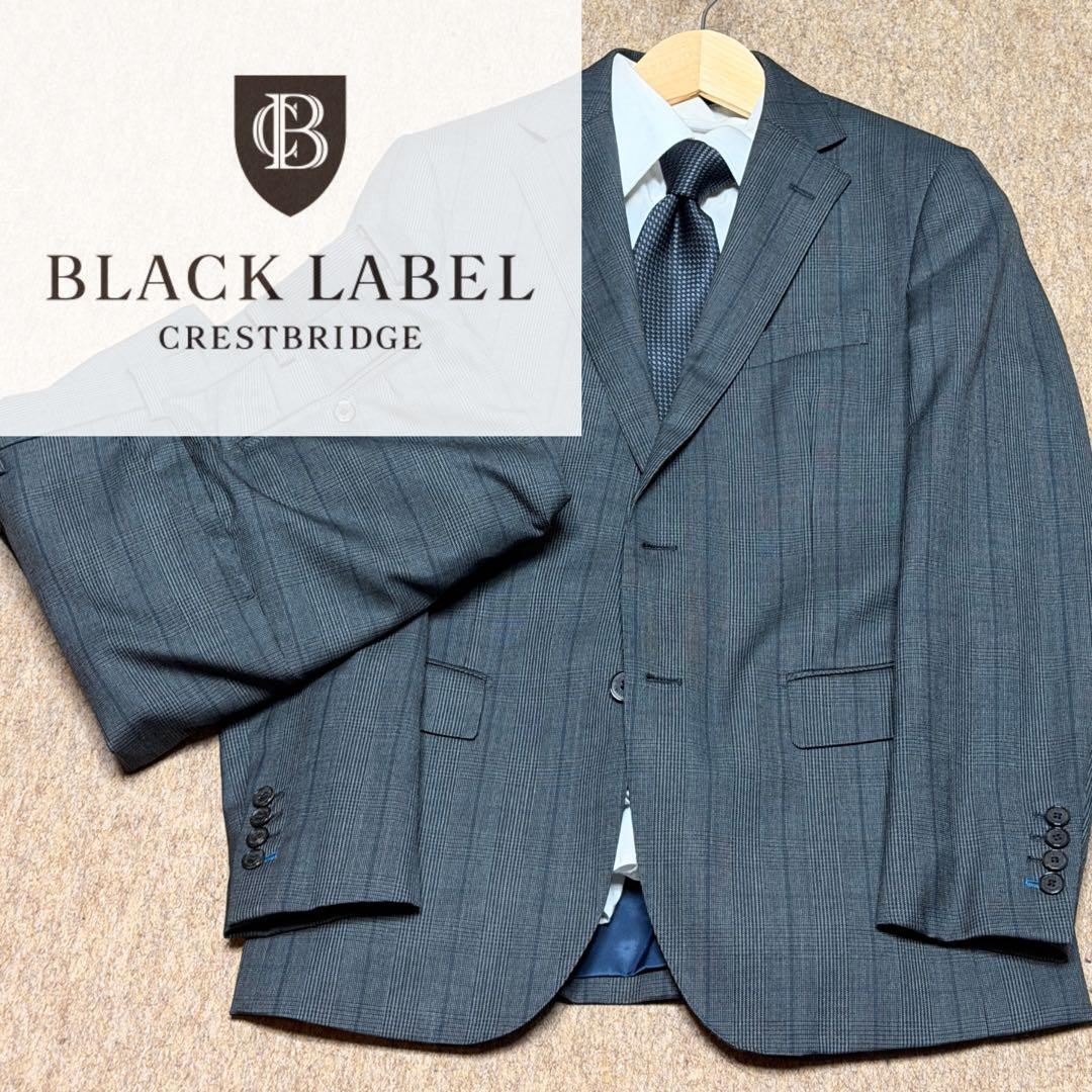 ブラックレーベル 人気Mサイズ相当 38L グレー チェック スーツ 本切羽仕様
