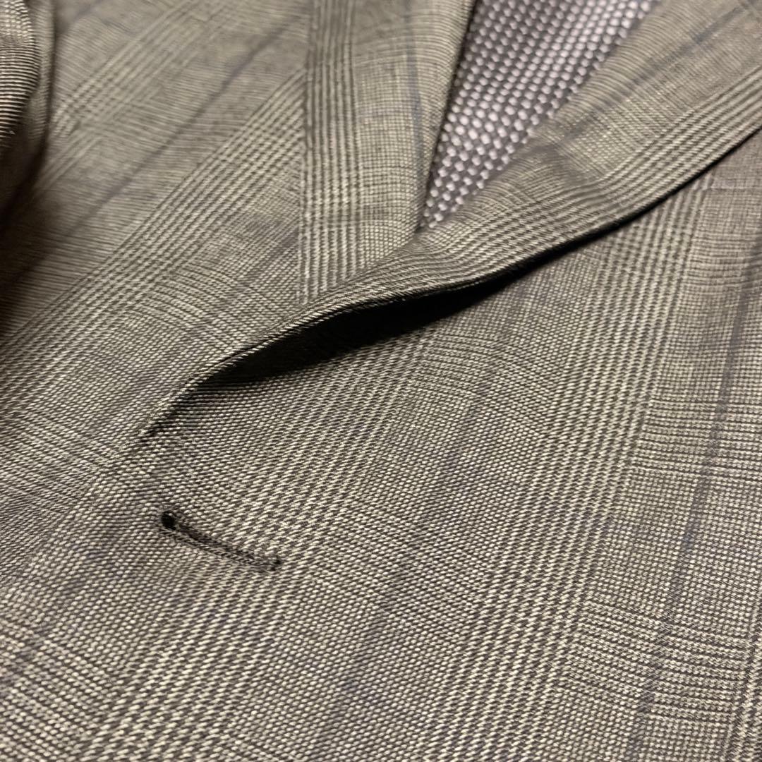 ブラックレーベル 人気Mサイズ相当 38L グレー チェック スーツ 本切羽仕様