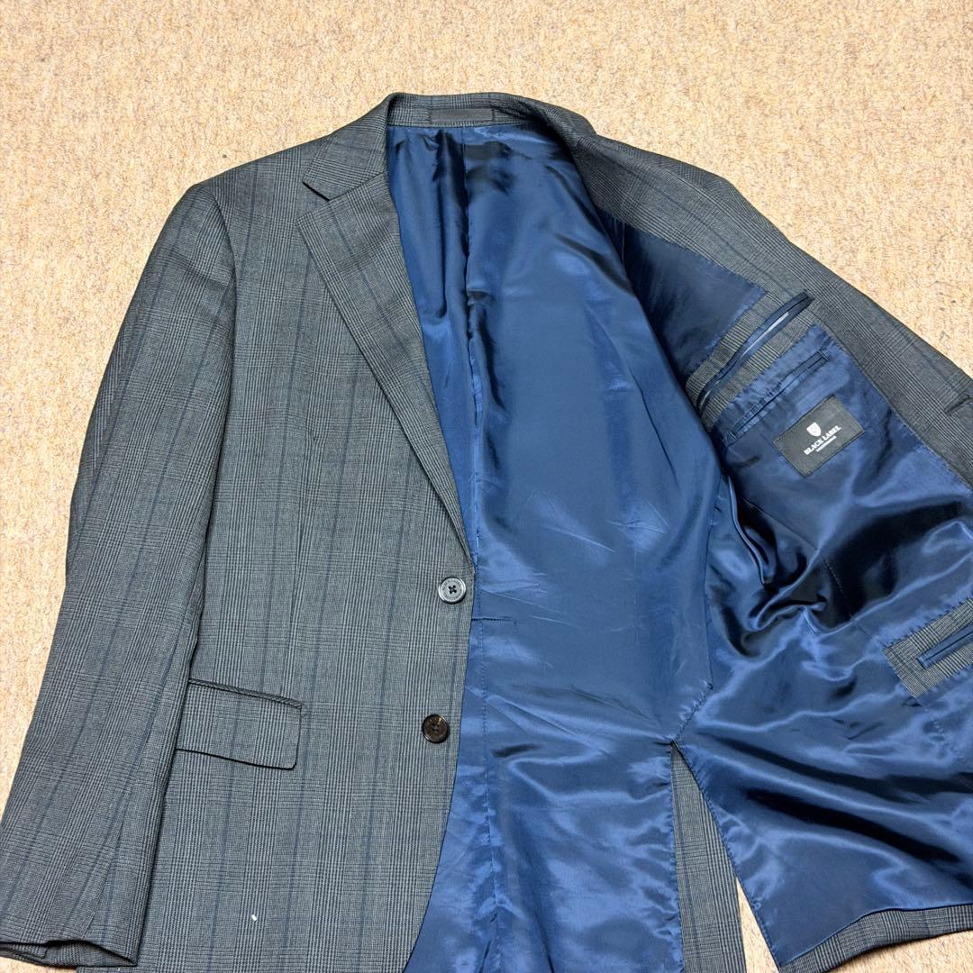 ブラックレーベル 人気Mサイズ相当 38L グレー チェック スーツ 本切羽仕様