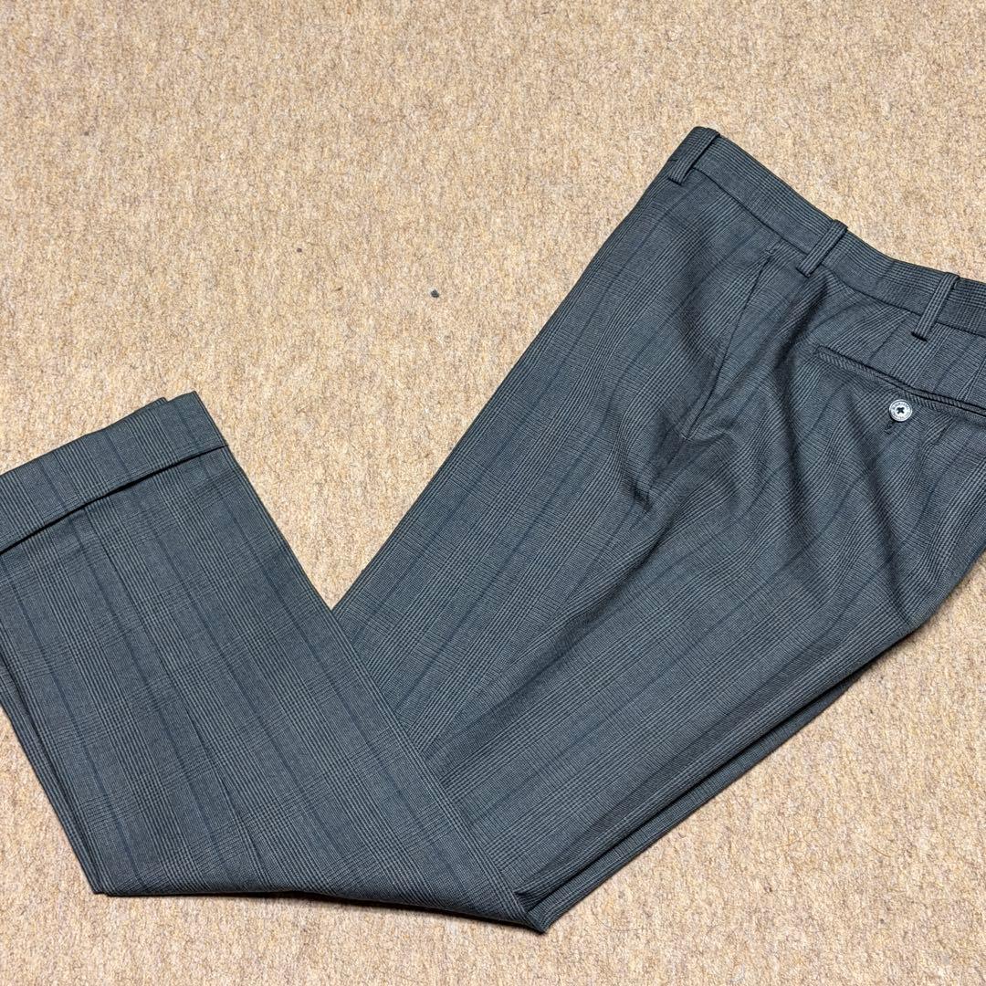 ブラックレーベル 人気Mサイズ相当 38L グレー チェック スーツ 本切羽仕様