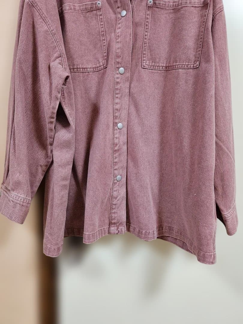 新品　LEPSIM　フリンジパッチ/BIGデニムシャツ　ピンク　完売品