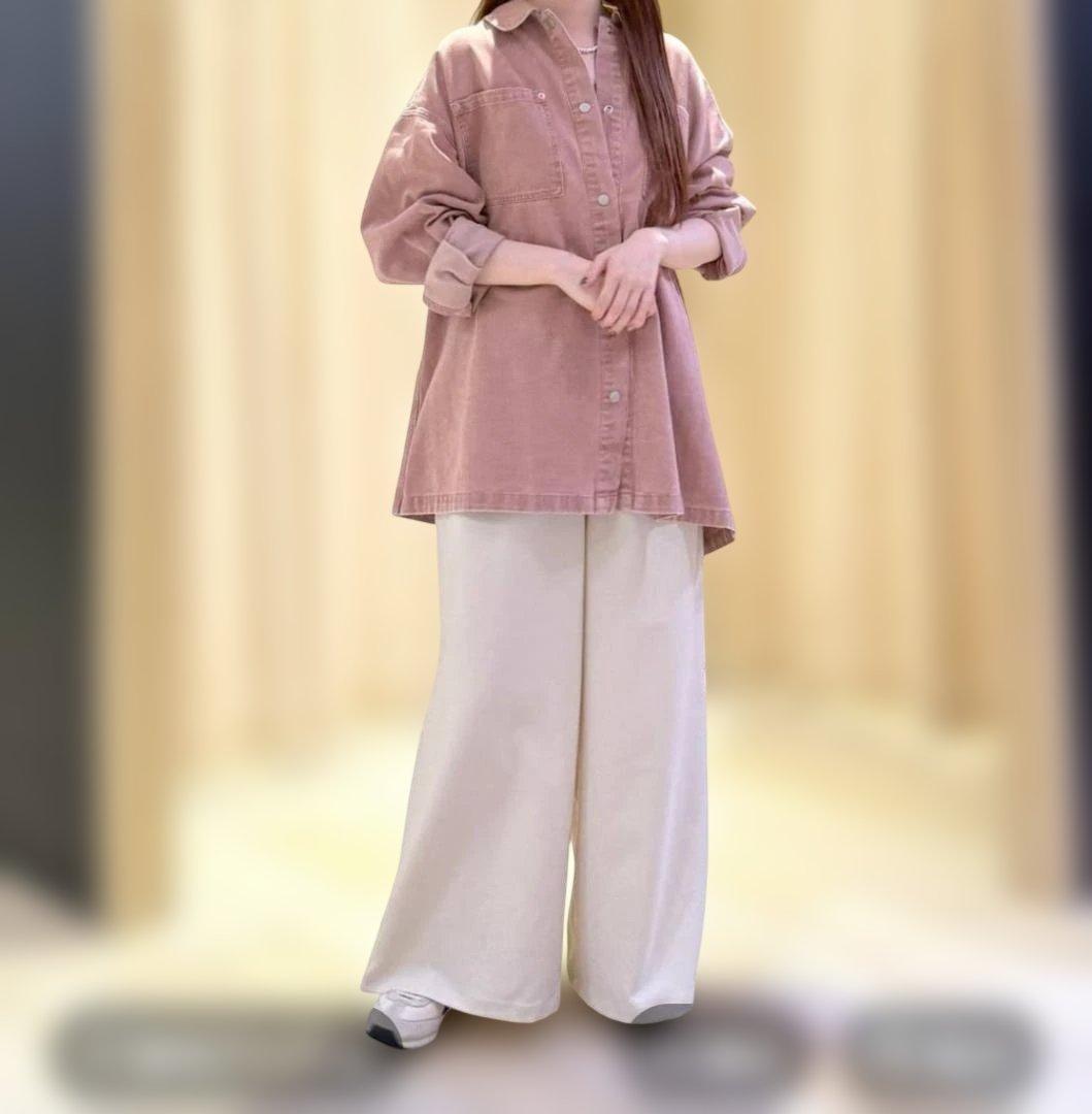 新品　LEPSIM　フリンジパッチ/BIGデニムシャツ　ピンク　完売品