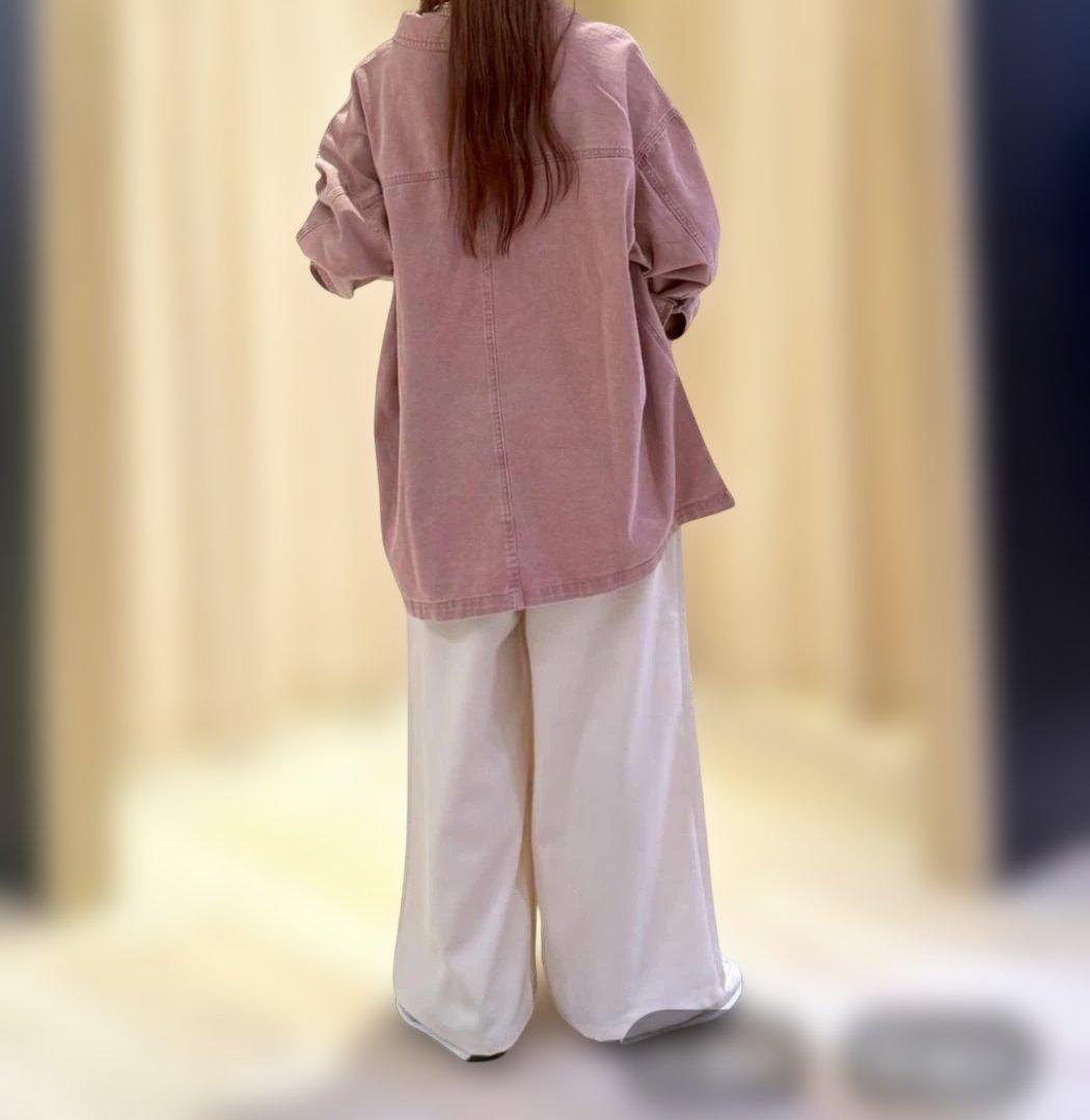 新品　LEPSIM　フリンジパッチ/BIGデニムシャツ　ピンク　完売品