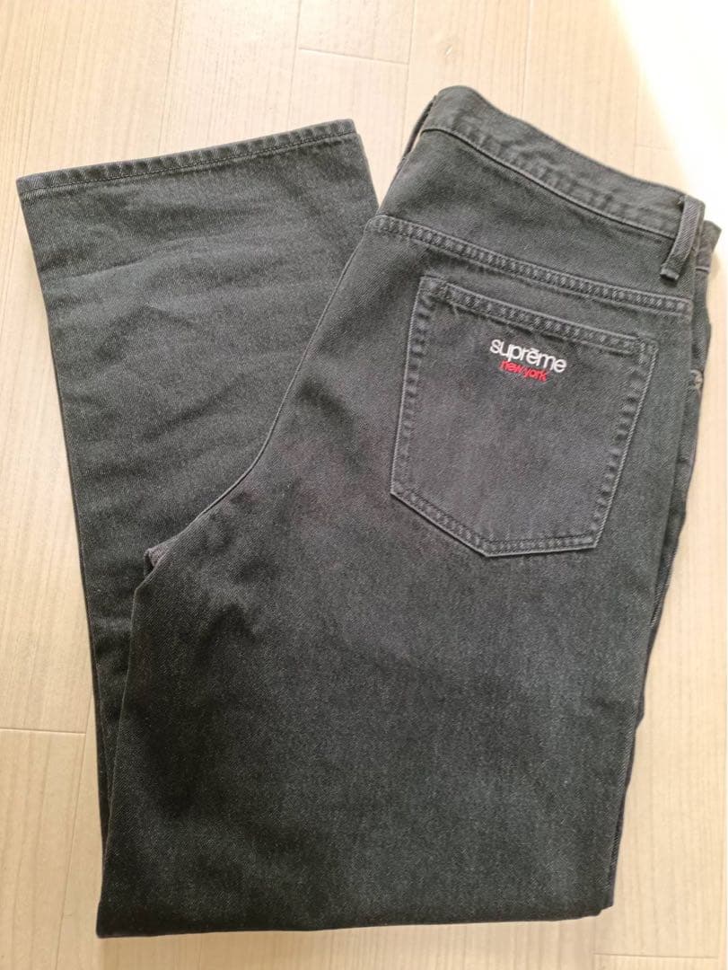 34:Supreme Baggy Jean 25SS Black バギージーンズ