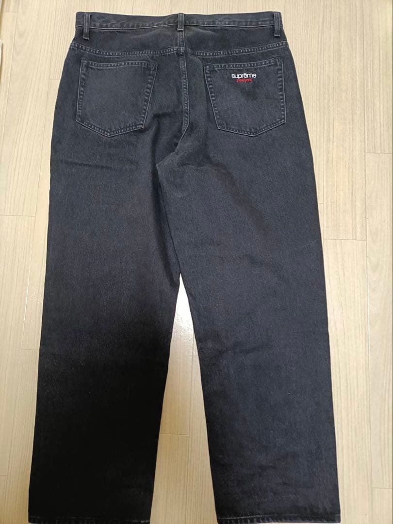 34:Supreme Baggy Jean 25SS Black バギージーンズ