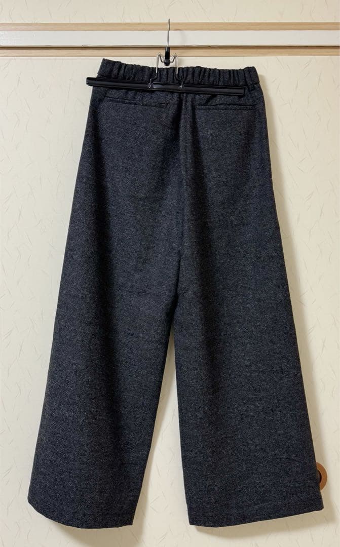 CLEL ウールブレンド ヘリンボーンツイード3Dパンツ Sサイズ　BK