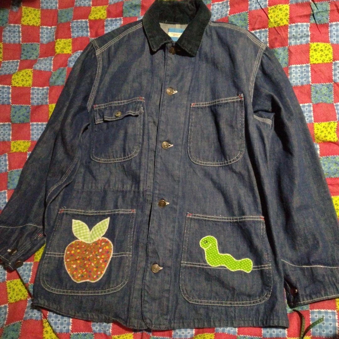 LEO ビンテージsearsデニムカバーオール リンゴと毛虫刺繍