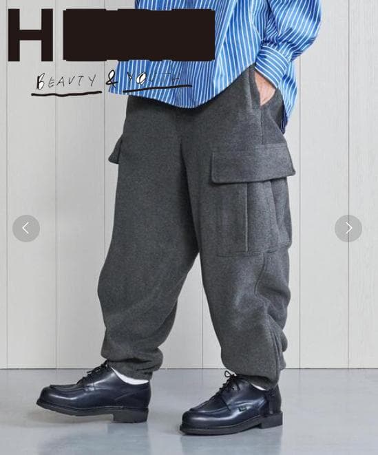 【24AW】H BEAUTY&YOUTH フリースカーゴパンツ OVY S
