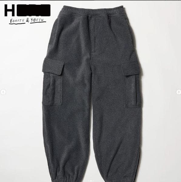 【24AW】H BEAUTY&YOUTH フリースカーゴパンツ OVY S
