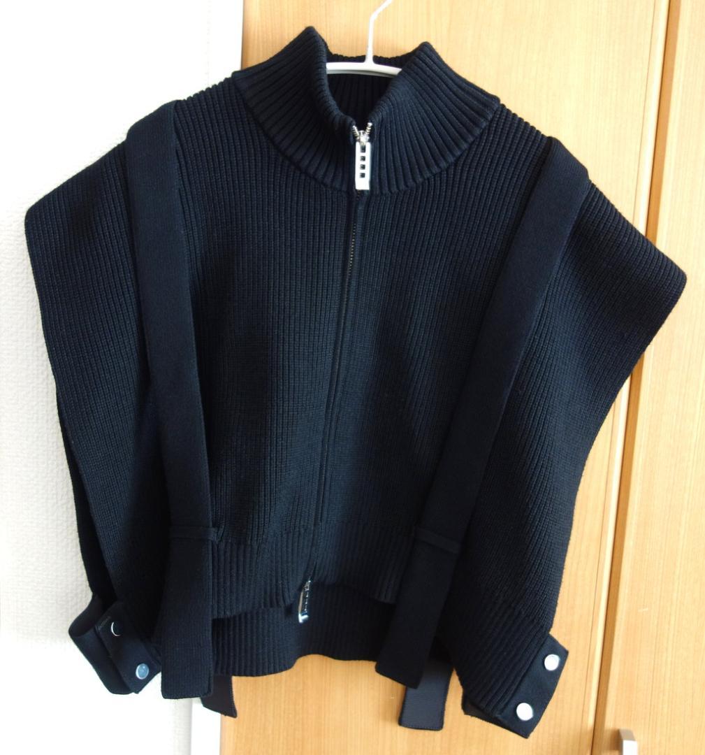 UN3D. フロントジップニットベスト ブラック