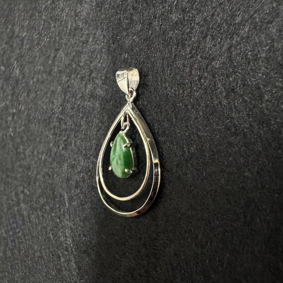 M*u様 K14WG グリーンストーン ペンダント ネックレス トップ