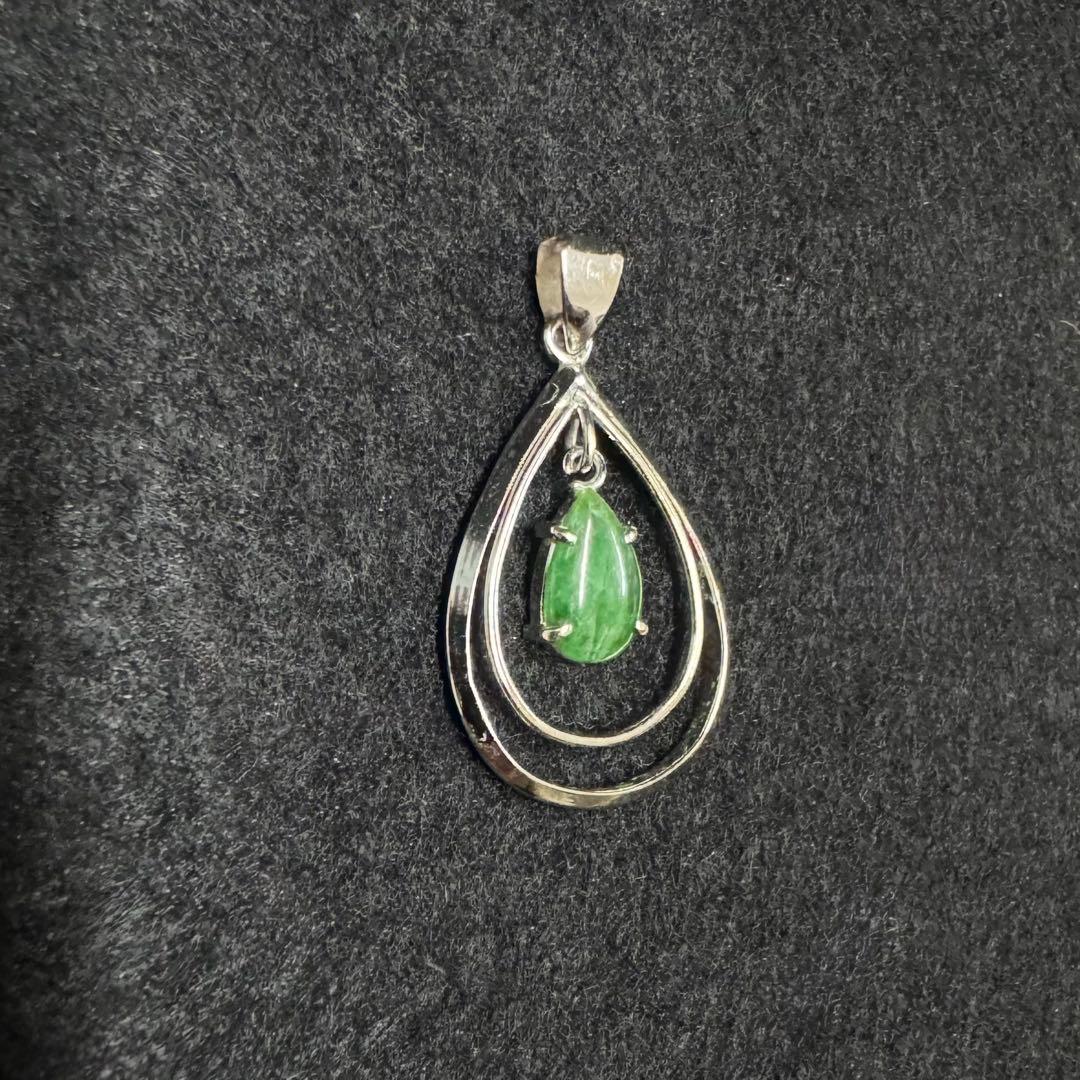 M*u様 K14WG グリーンストーン ペンダント ネックレス トップ