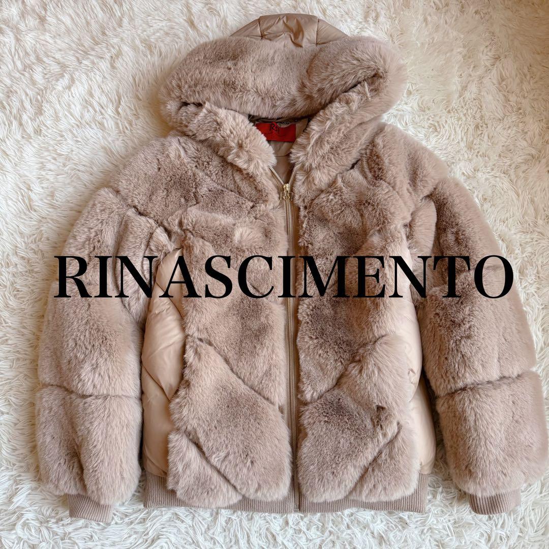 リナシメント ファー×キルティング切替 フーディコート S ベージュ ジャケット