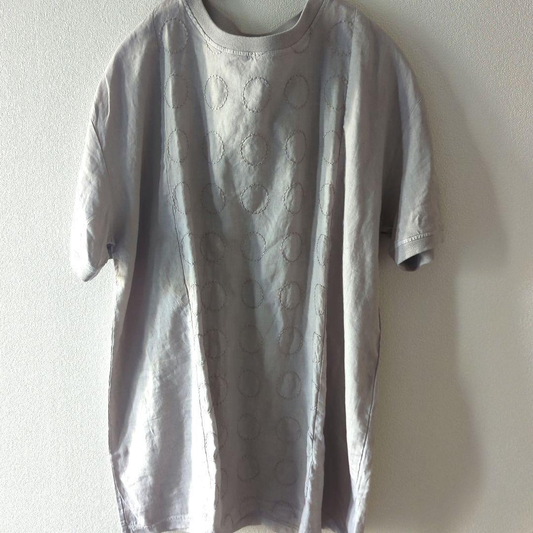 かおり　10月末迄掲載★中川政七商店 丸紋刺繍麻布Tシャツチュニック 薄墨