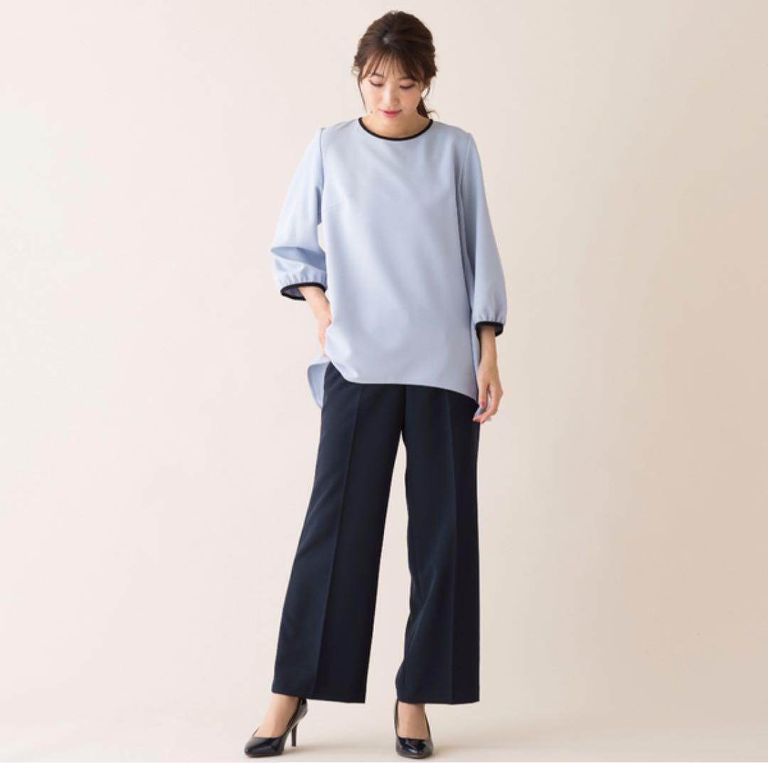 18,700円　ローズティアラ　ダブルクロスAラインブラウス　42 ブルー