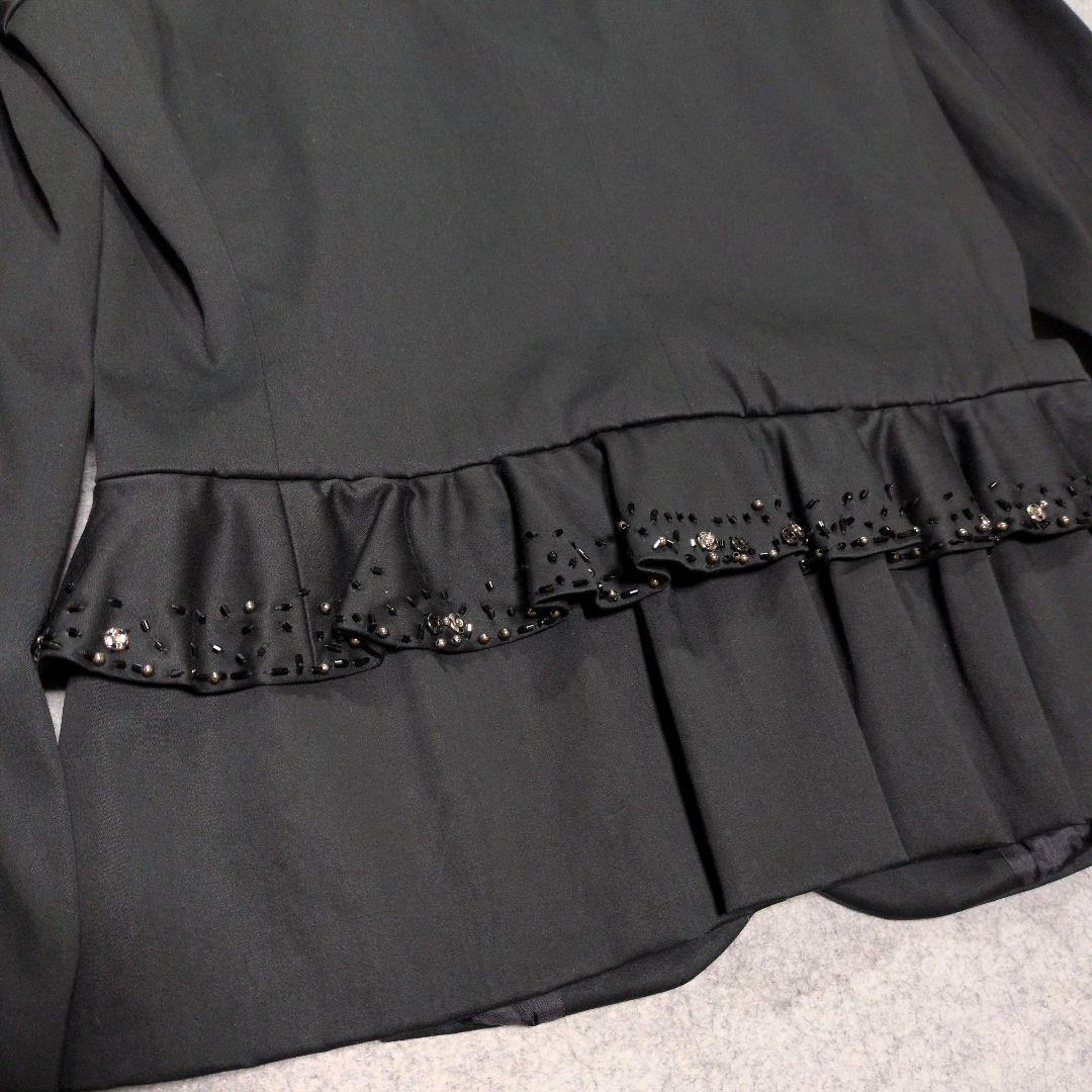 MOSCHINO ビジュー ビーズ フリル テーラードジャケット ブラック