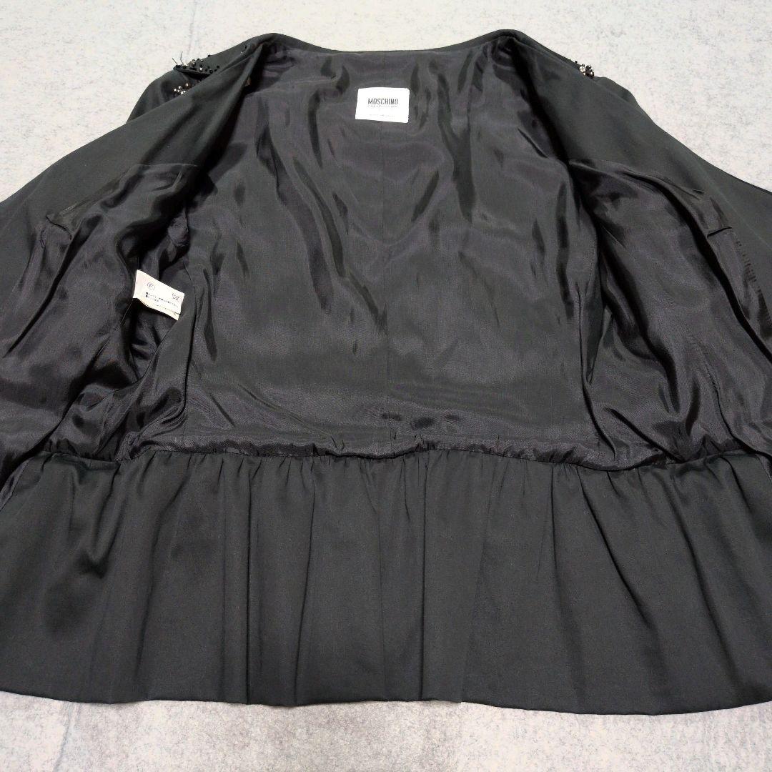 MOSCHINO ビジュー ビーズ フリル テーラードジャケット ブラック