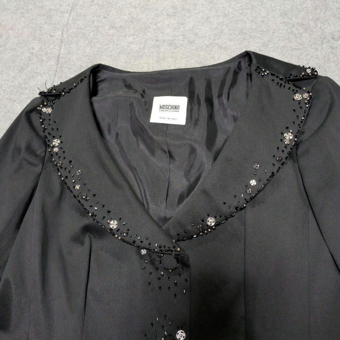 MOSCHINO ビジュー ビーズ フリル テーラードジャケット ブラック