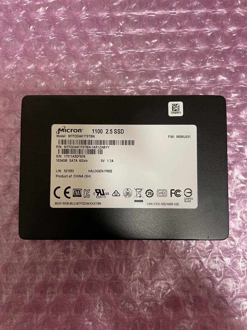 SSD 1TB 2.5インチ Micron 内蔵型 動作保証 0103