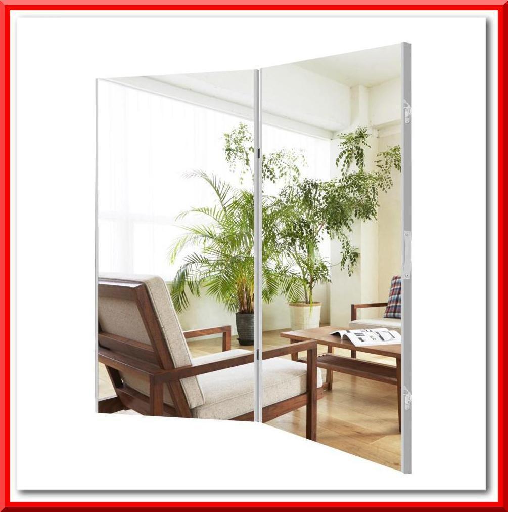 ダンスミラー 全面鏡 割れない鏡 全身 折り畳み 160x80cmx2枚（銀）